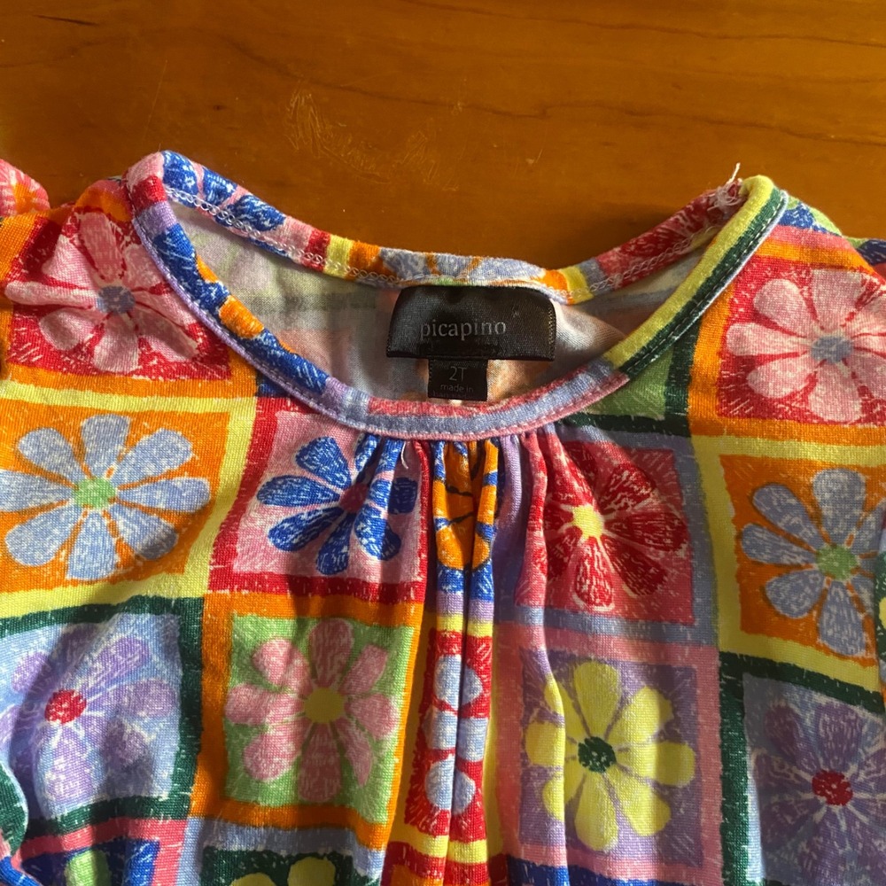 Picapino Floral Patchwork Dress Toddler Multicolor Excellent Flutter SIZE 2T - Picture 2 of 6